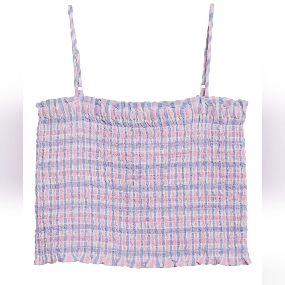 Stella Nova Women's Plaid Smocked Crop Top NWOT